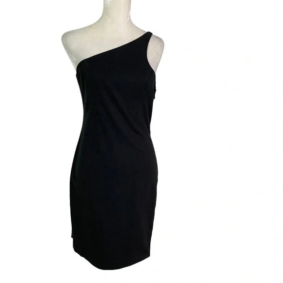 NWT T Alexander Wang Stretch Cotton One Shoulder Mini Dress Black Size 10 NWT - Picture 3 of 8